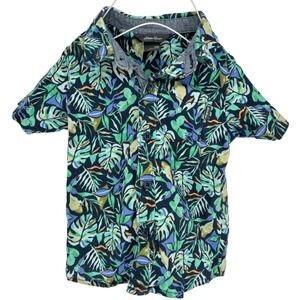 Eddie Bauer Kids Tropical Leaf Print Button Short Sleeve Shirt 12M Hawaiian Luau